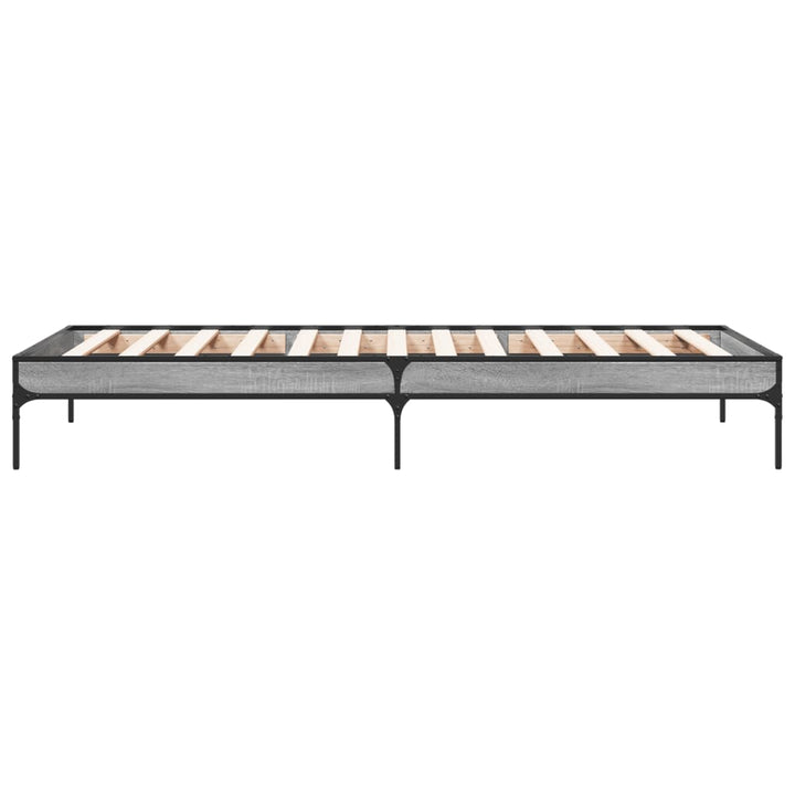 sengeramme 100x200 cm konstrueret træ og metal grå sonoma-eg