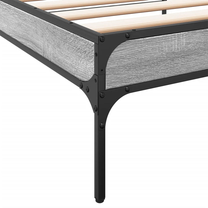 sengeramme 100x200 cm konstrueret træ og metal grå sonoma-eg