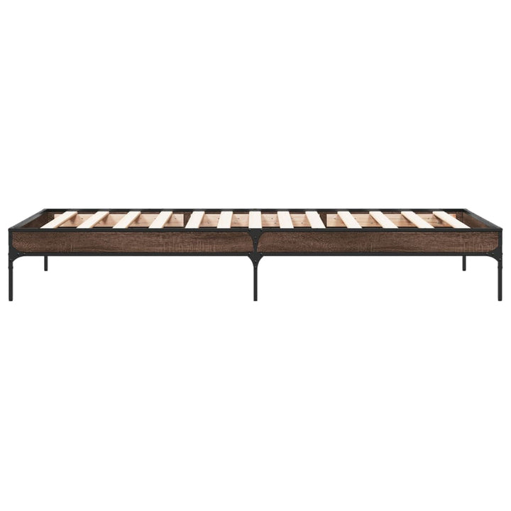 sengeramme 100x200 cm konstrueret træ og metal brunt egetræ