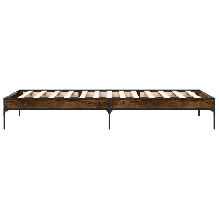 sengeramme 90x200 cm konstrueret træ og metal røget eg