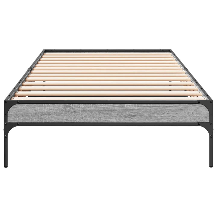 sengeramme 90x200 cm konstrueret træ og metal grå sonoma-eg