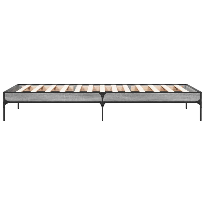 sengeramme 90x200 cm konstrueret træ og metal grå sonoma-eg