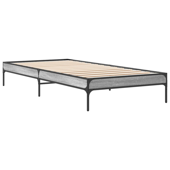 sengeramme 90x200 cm konstrueret træ og metal grå sonoma-eg