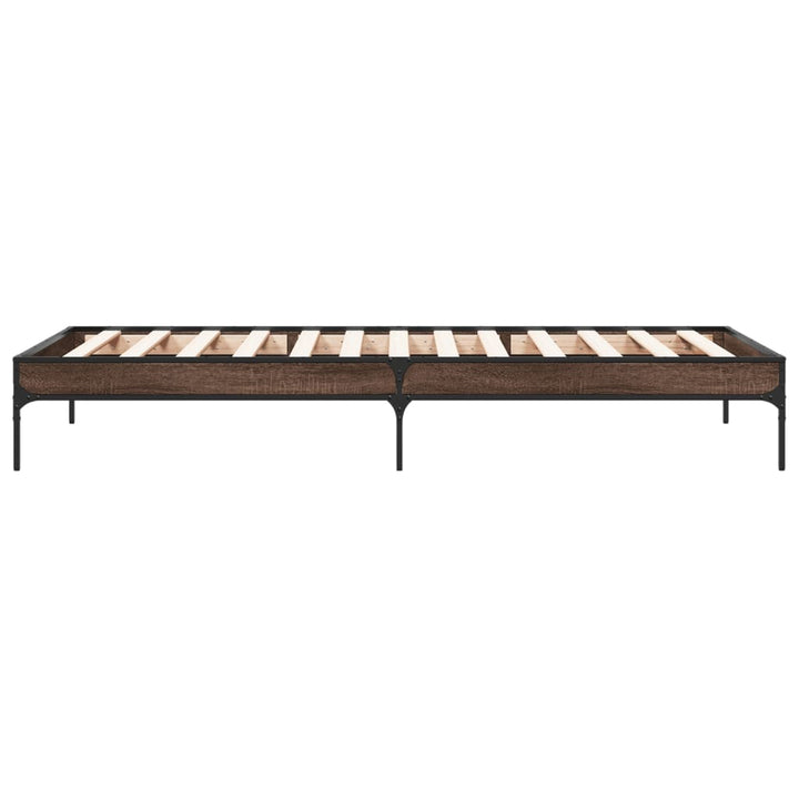 sengeramme 90x200 cm konstrueret træ og metal brun egetræsfarve