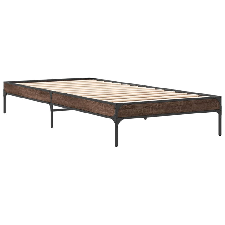 sengeramme 90x200 cm konstrueret træ og metal brun egetræsfarve