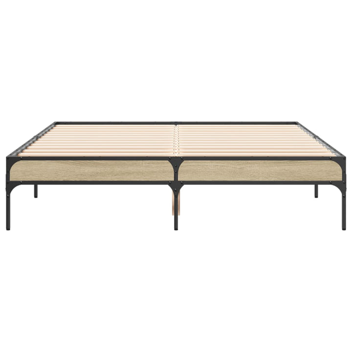 sengestel 140x190 cm konstrueret træ og metal sonoma-eg