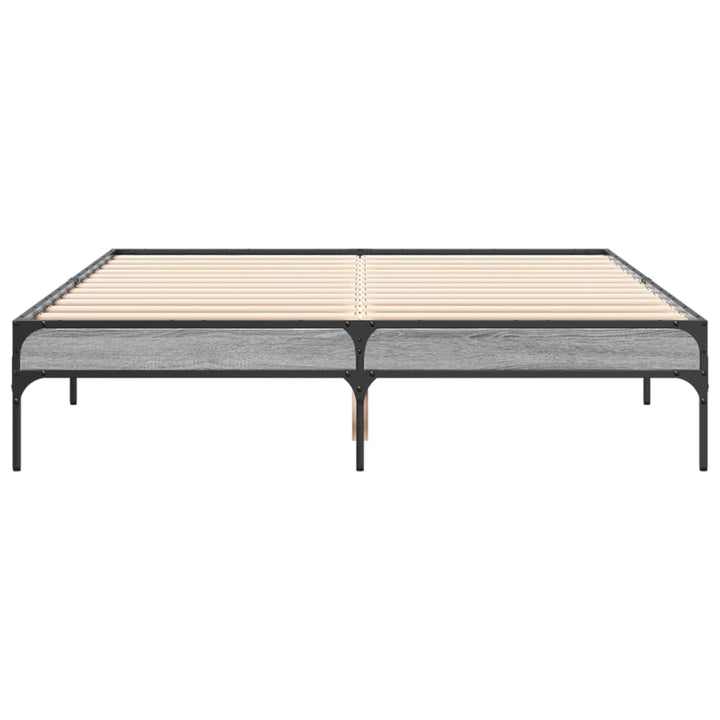 sengestel 140x190 cm konstrueret træ og metal grå sonoma-eg