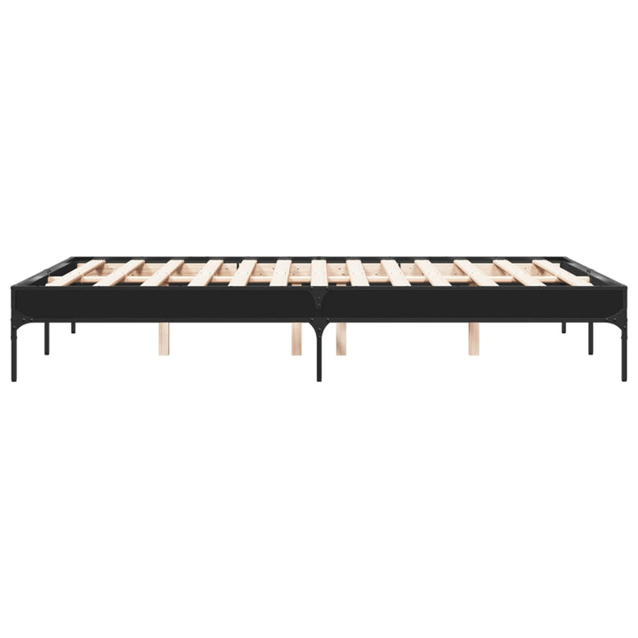 sengestel 135x190 cm konstrueret træ og metal sort