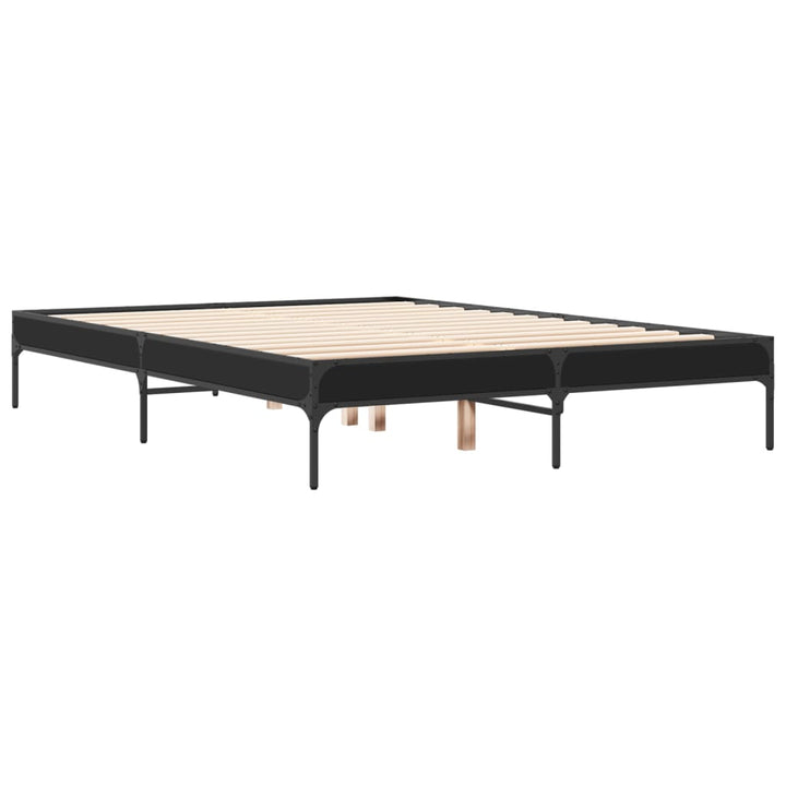 sengestel 135x190 cm konstrueret træ og metal sort