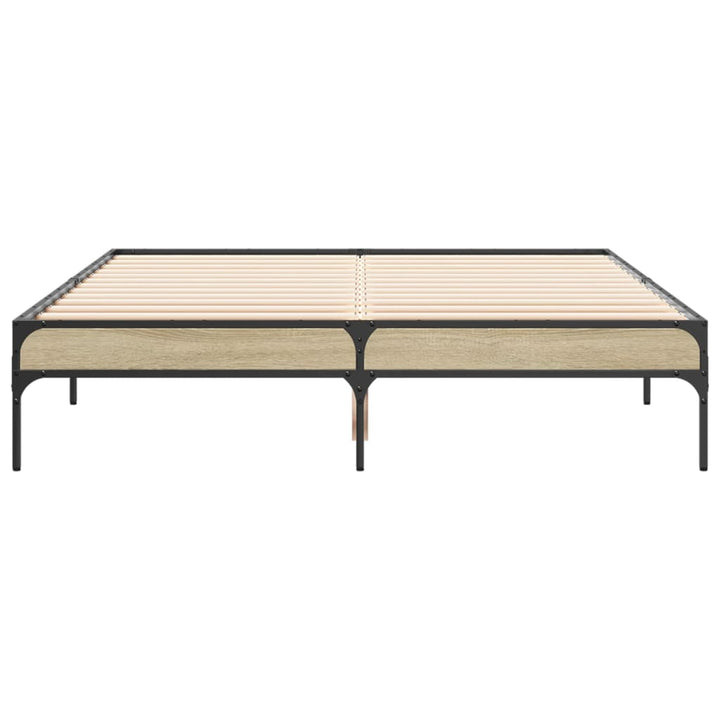 sengestel 135x190 cm konstrueret træ og metal sonoma-eg
