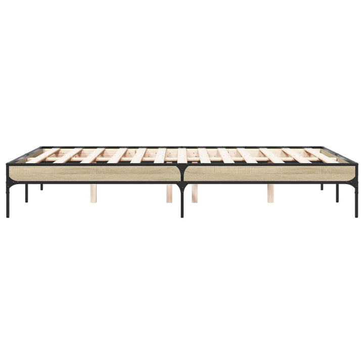 sengestel 135x190 cm konstrueret træ og metal sonoma-eg