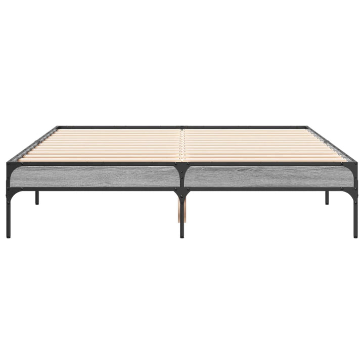 sengestel 135x190 cm konstrueret træ og metal grå sonoma-eg