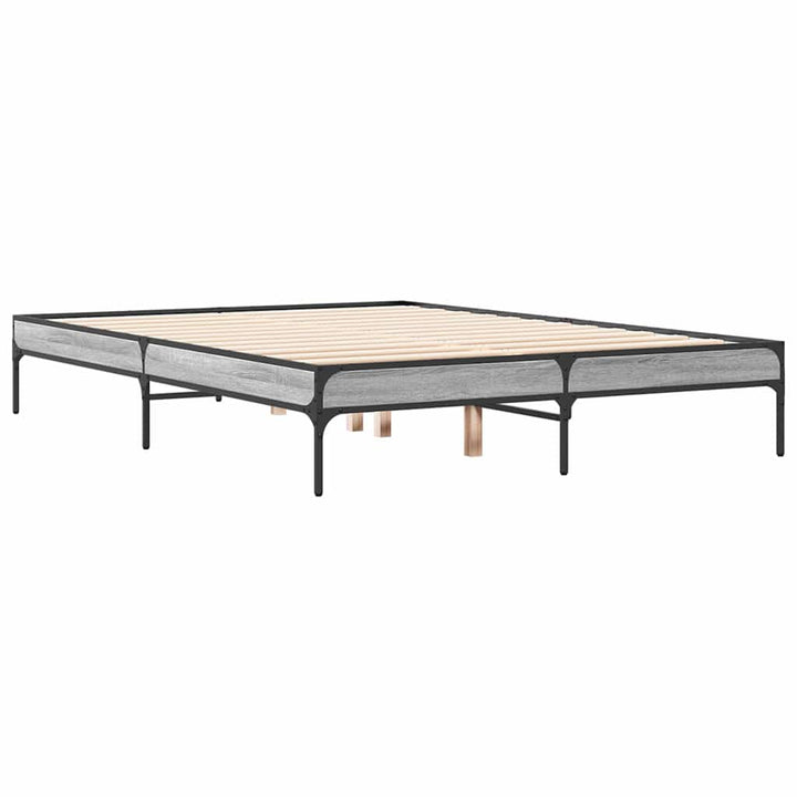 sengestel 120x190 cm konstrueret træ og metal grå sonoma-eg