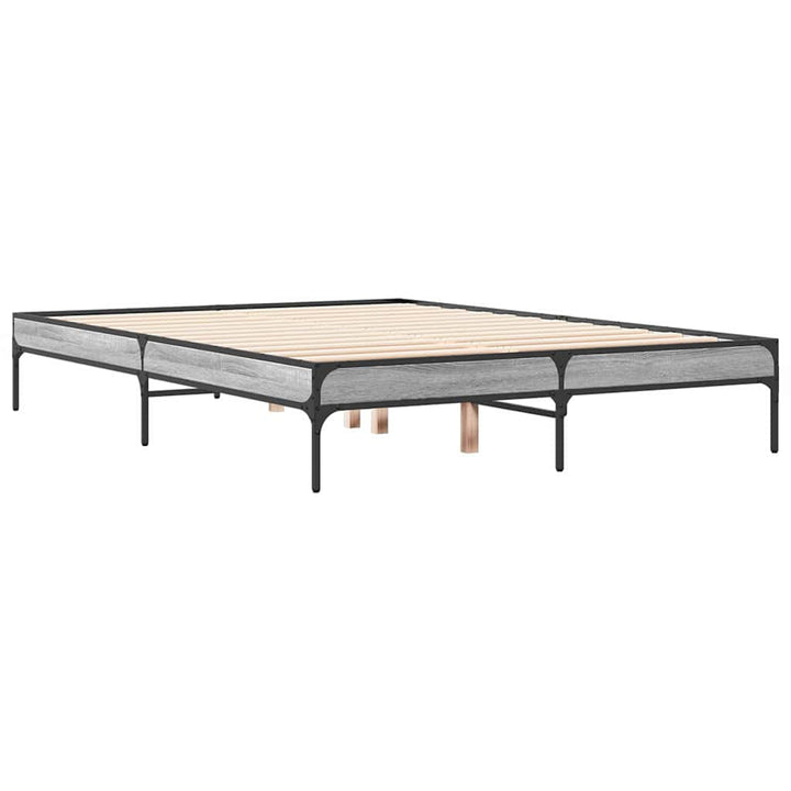sengestel 120x190 cm konstrueret træ og metal grå sonoma-eg
