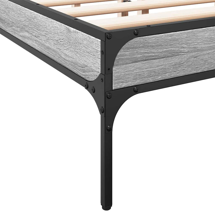 sengestel 120x190 cm konstrueret træ og metal grå sonoma-eg