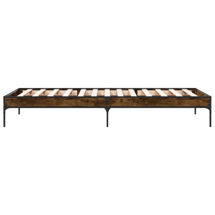 sengeramme 90x190 cm konstrueret træ og metal røget eg