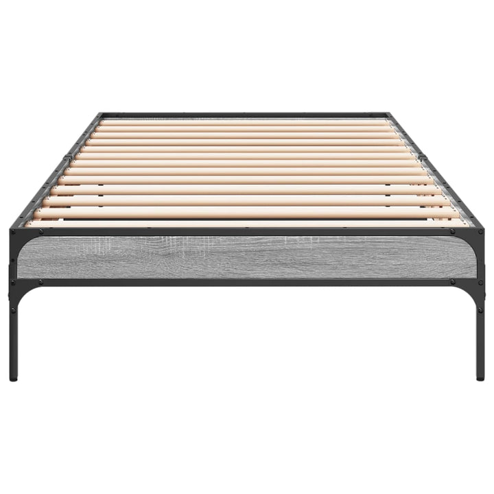 sengeramme 90x190 cm konstrueret træ og metal grå sonoma-eg