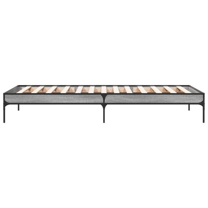 sengeramme 90x190 cm konstrueret træ og metal grå sonoma-eg