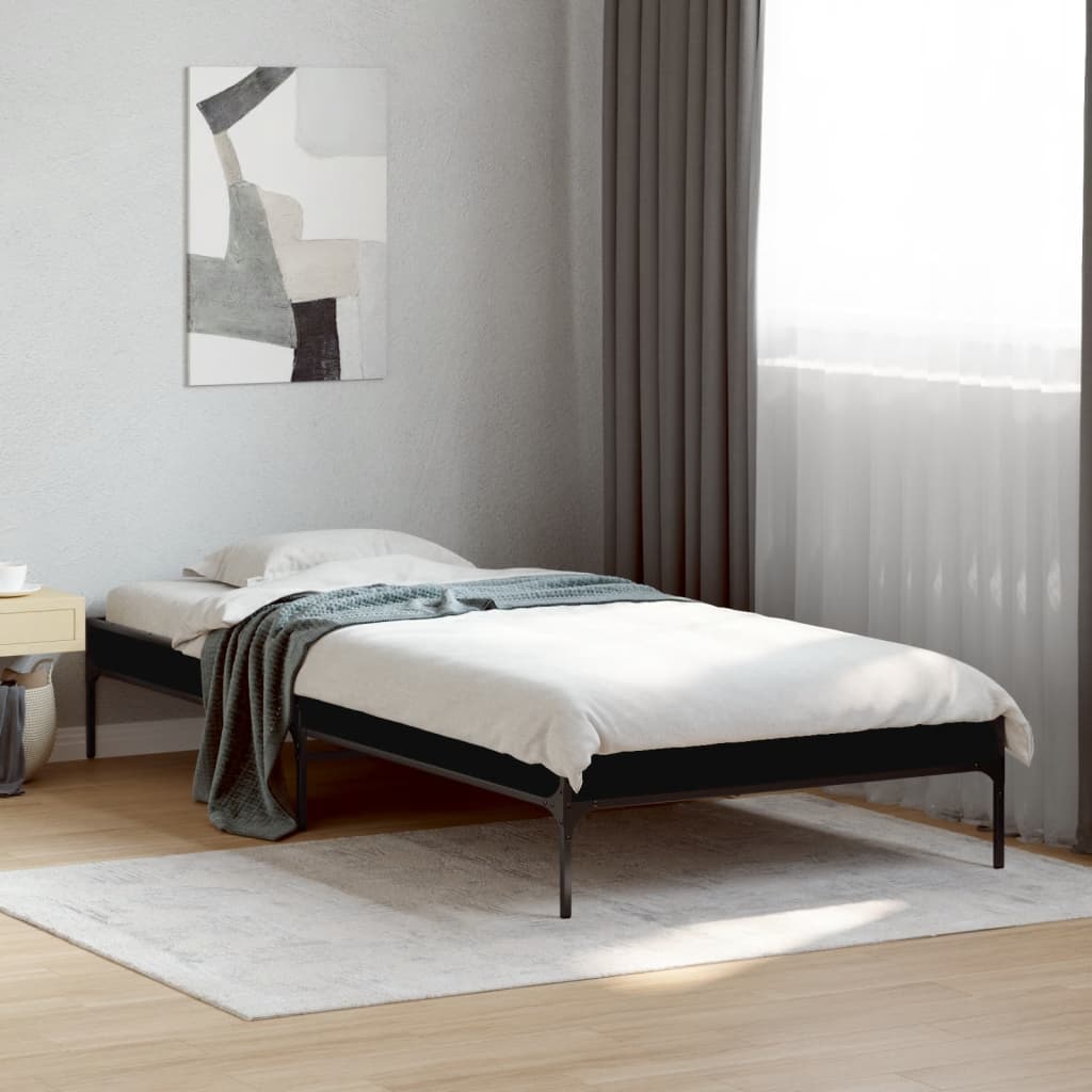 sengeramme 75x190 cm konstrueret træ og metal sort