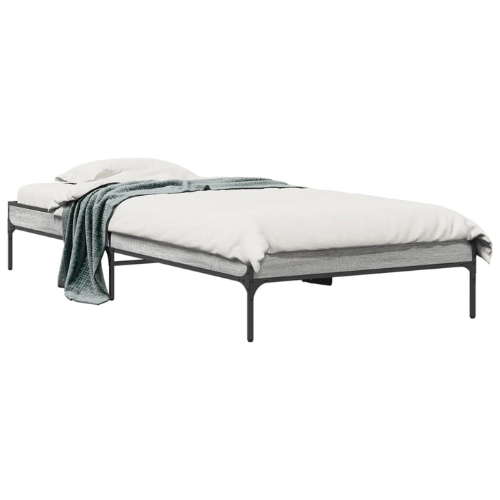 sengeramme 75x190 cm konstrueret træ og metal grå sonoma-eg