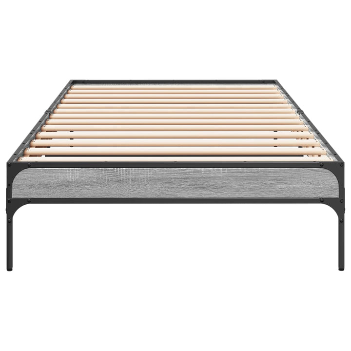 sengeramme 75x190 cm konstrueret træ og metal grå sonoma-eg