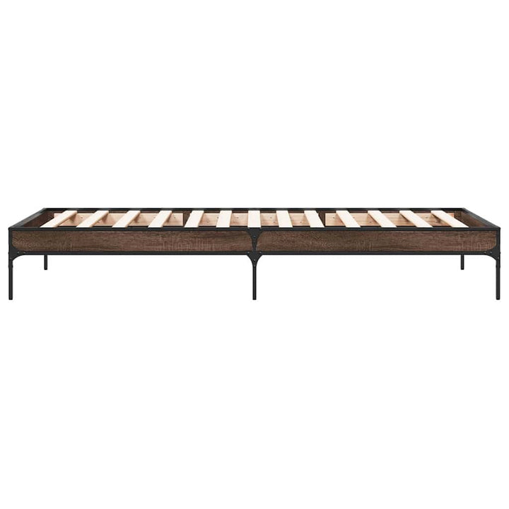 sengeramme 75x190 cm konstrueret træ og metal brun egetræsfarve