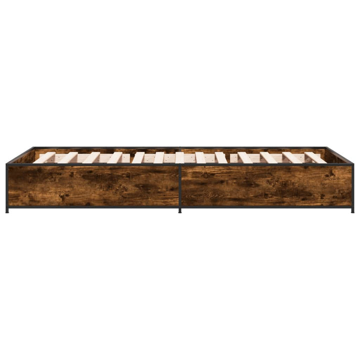 sengeramme 100x200 cm konstrueret træ og metal røget eg