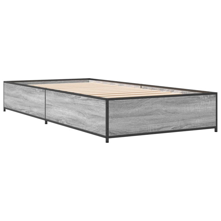 sengeramme 100x200 cm konstrueret træ og metal grå sonoma-eg