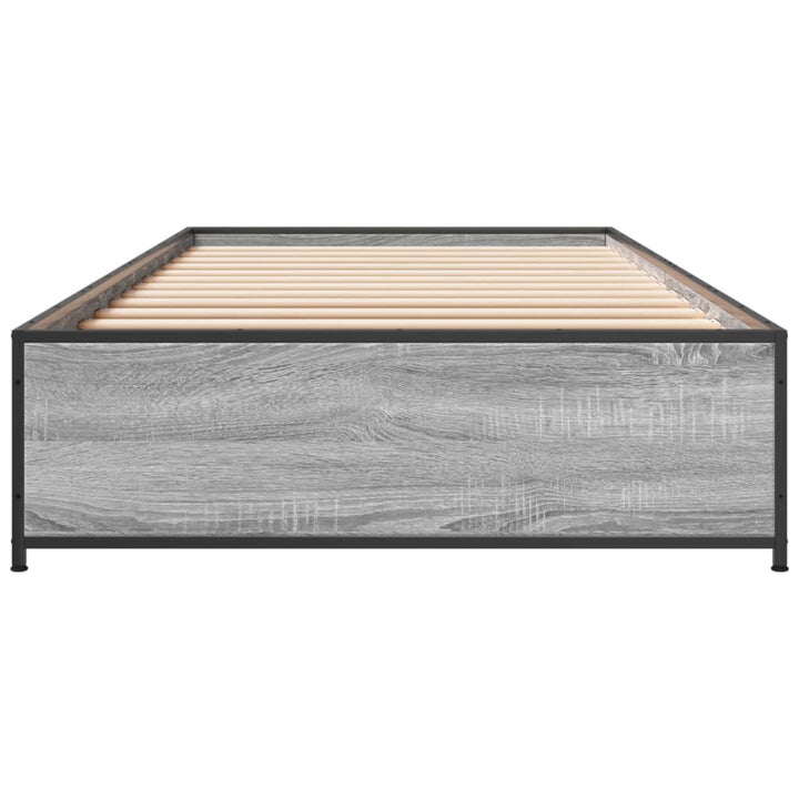 sengeramme 100x200 cm konstrueret træ og metal grå sonoma-eg
