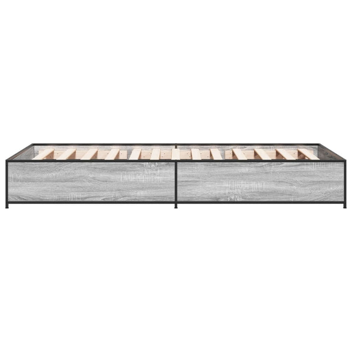 sengeramme 100x200 cm konstrueret træ og metal grå sonoma-eg