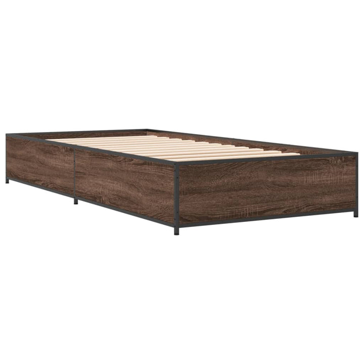 sengeramme 100x200 cm konstrueret træ og metal brunt egetræ