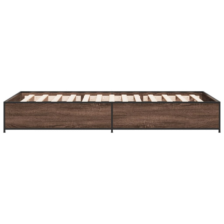 sengeramme 100x200 cm konstrueret træ og metal brunt egetræ