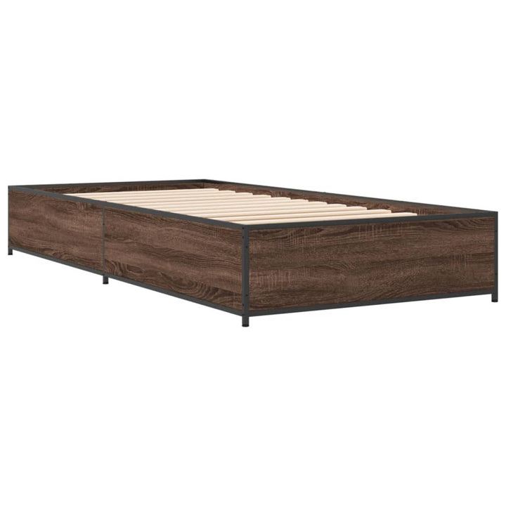 sengeramme 100x200 cm konstrueret træ og metal brunt egetræ