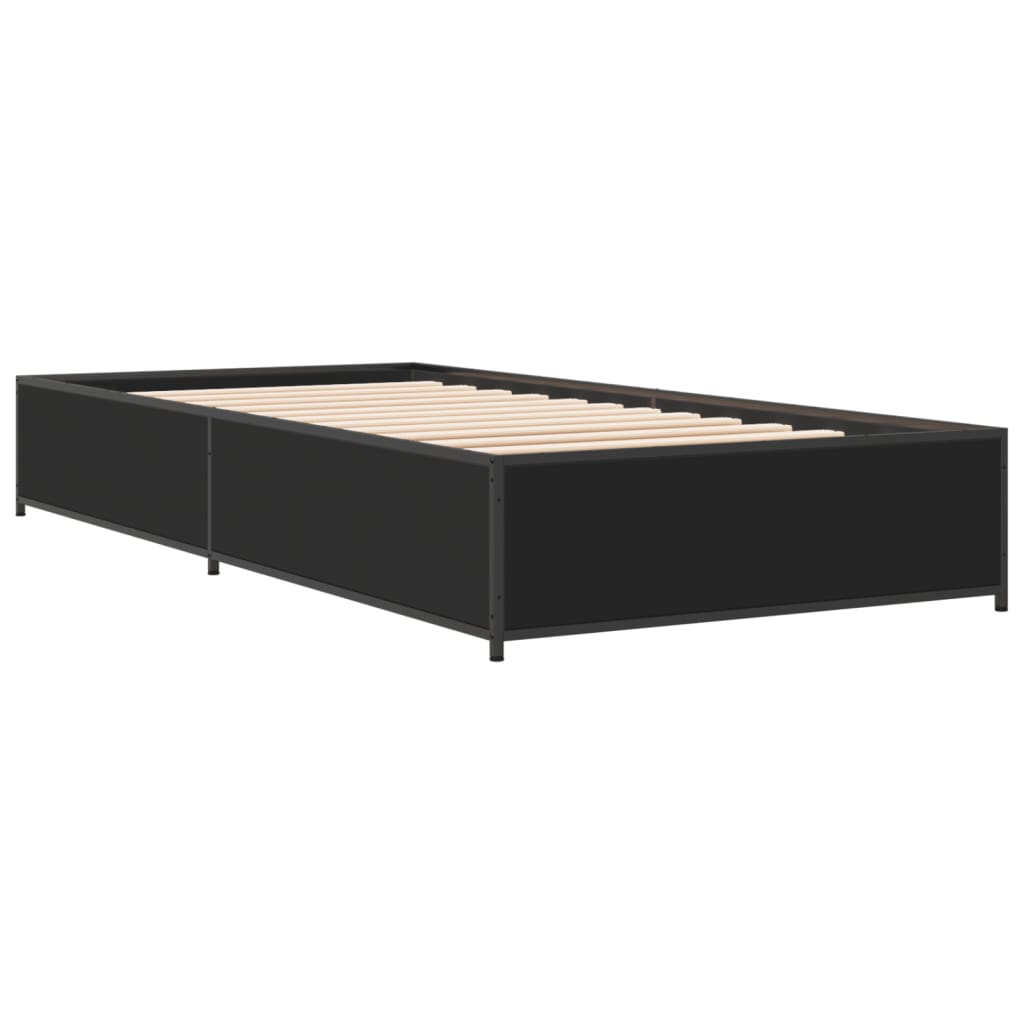 sengeramme 90x190 cm konstrueret træ og metal sort