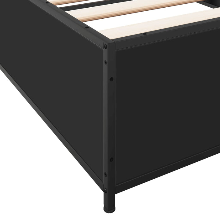 sengeramme 90x190 cm konstrueret træ og metal sort