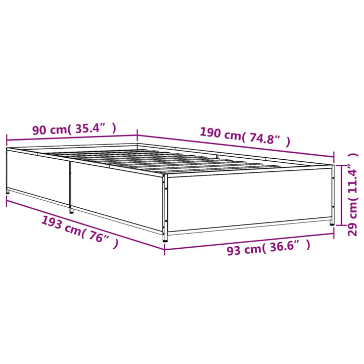 sengeramme 90x190 cm konstrueret træ og metal sort