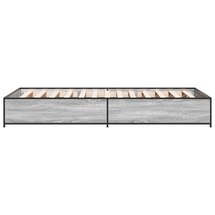 sengeramme 90x190 cm konstrueret træ og metal grå sonoma-eg