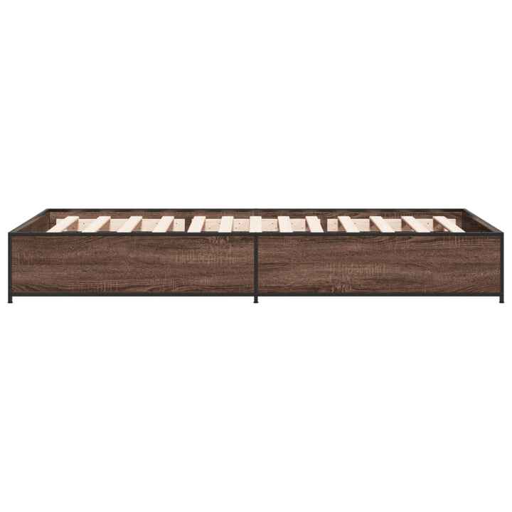 sengeramme 90x190 cm konstrueret træ og metal brun egetræsfarve