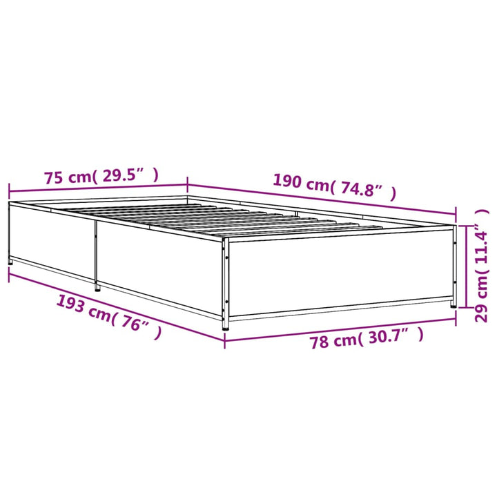 sengeramme 75x190 cm konstrueret træ og metal sort
