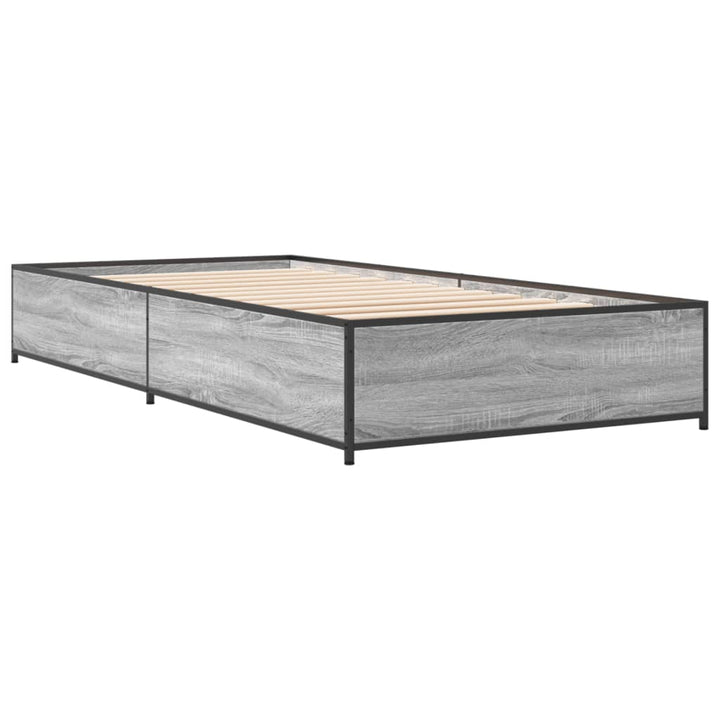 sengeramme 75x190 cm konstrueret træ og metal grå sonoma-eg