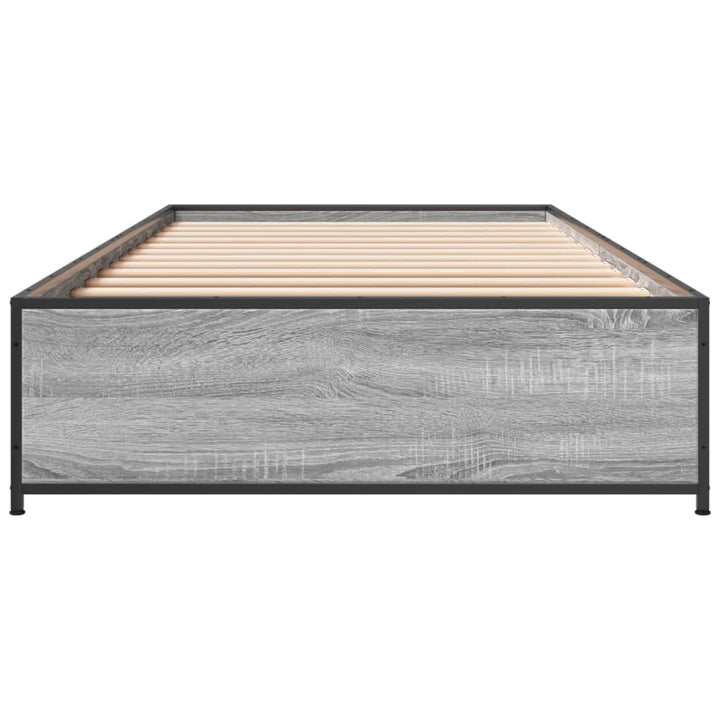 sengeramme 75x190 cm konstrueret træ og metal grå sonoma-eg