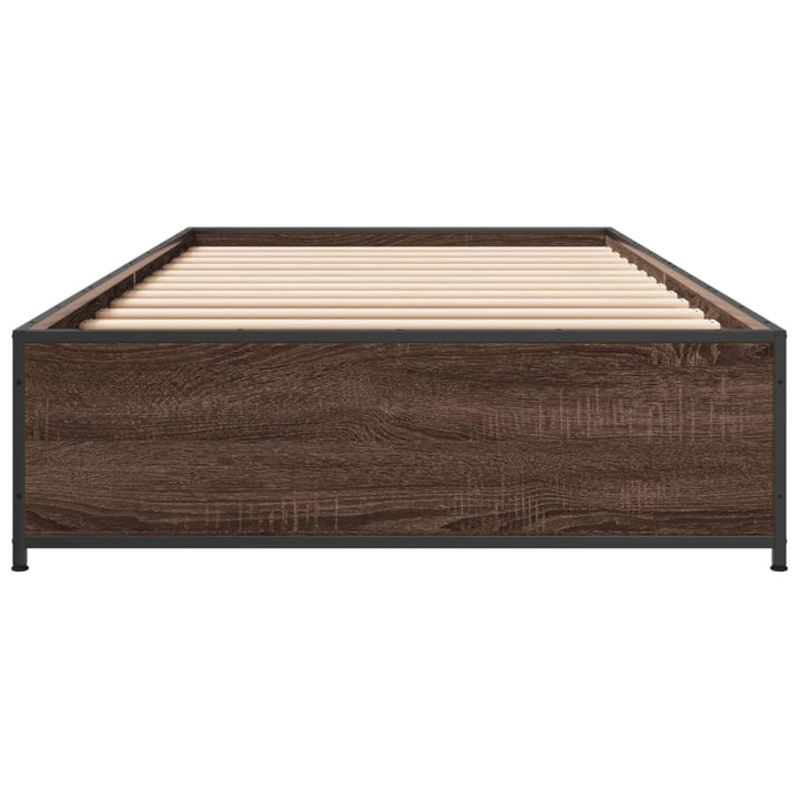 sengeramme 75x190 cm konstrueret træ og metal brun egetræsfarve