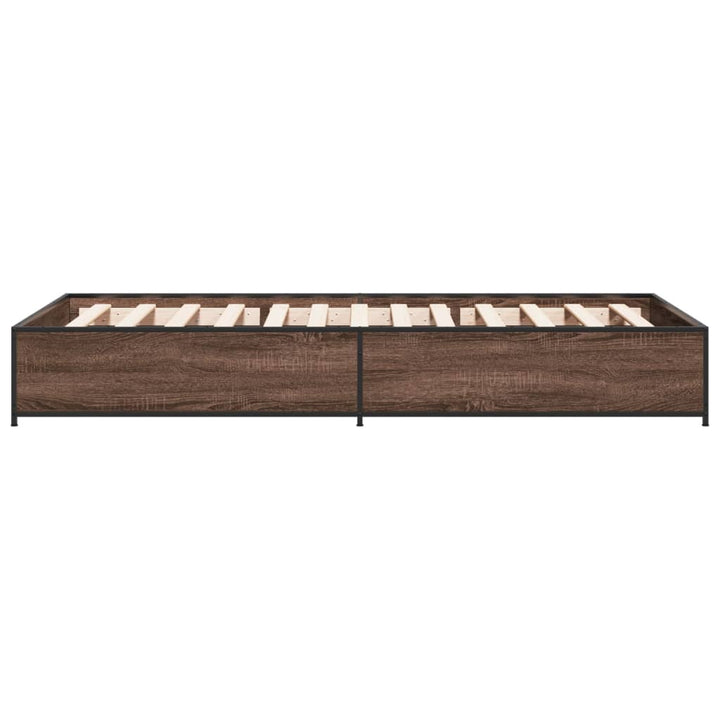 sengeramme 75x190 cm konstrueret træ og metal brun egetræsfarve