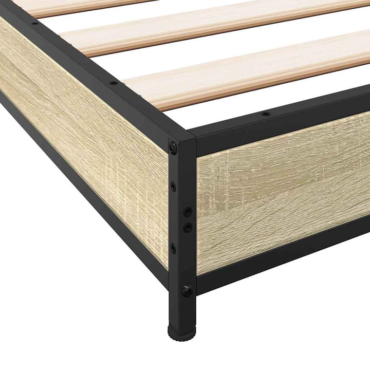 sengestel 120x200 cm konstrueret træ og metal sonoma-eg