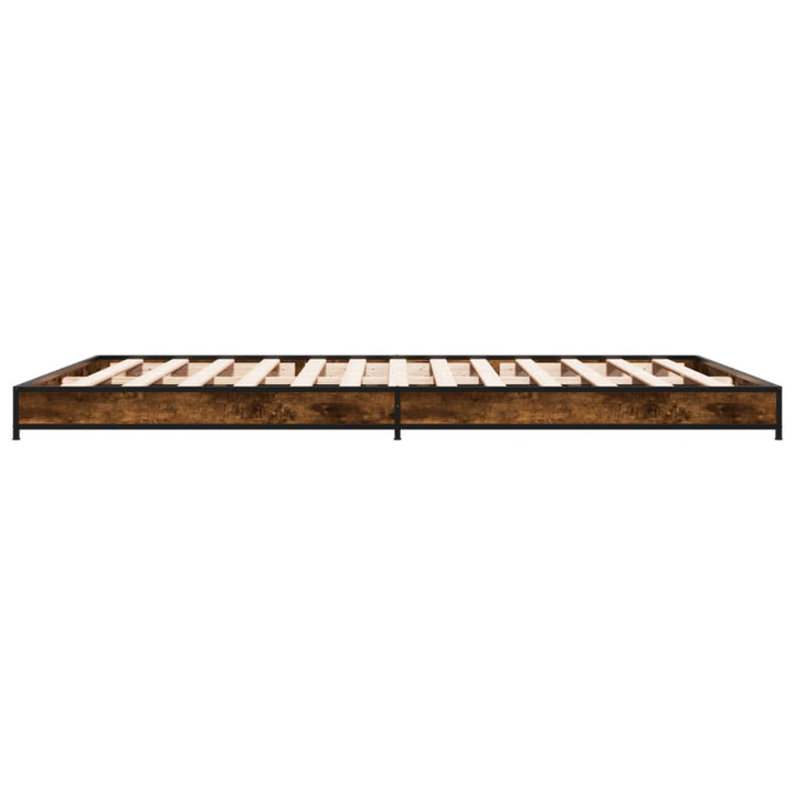 sengestel 120x200cm konstrueret træ og metal røget egetræsfarve