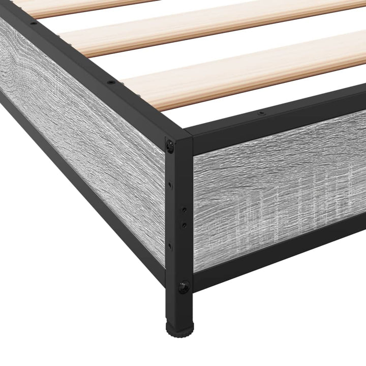 sengestel 120x200 cm konstrueret træ og metal grå sonoma-eg