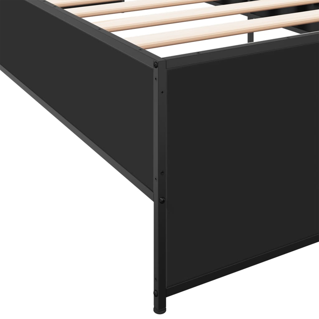 sengeramme 100x200 cm konstrueret træ og metal sort