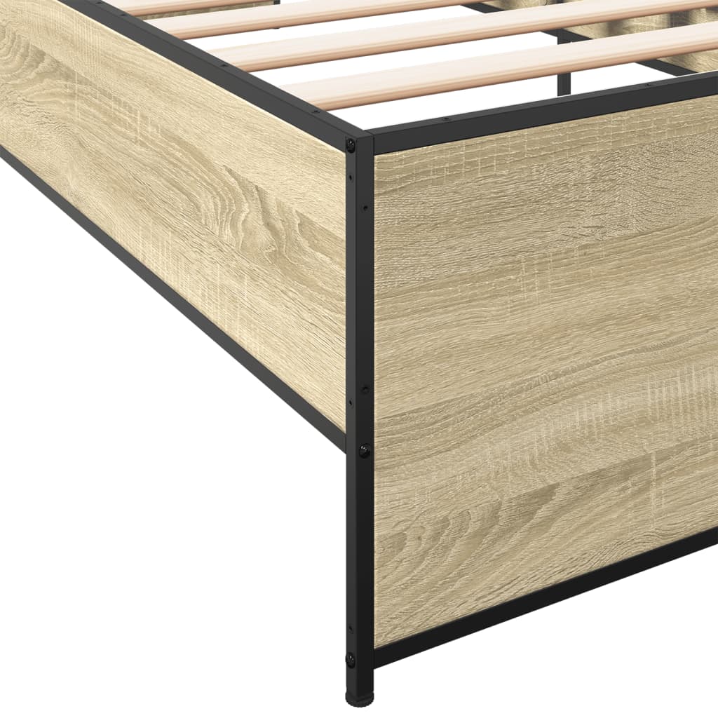 sengeramme 100x200 cm konstrueret træ og metal sonoma-eg
