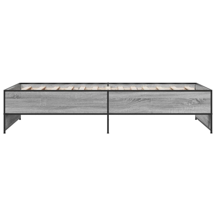 sengeramme 100x200 cm konstrueret træ og metal grå sonoma-eg