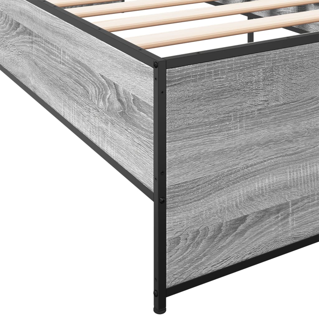 sengeramme 100x200 cm konstrueret træ og metal grå sonoma-eg